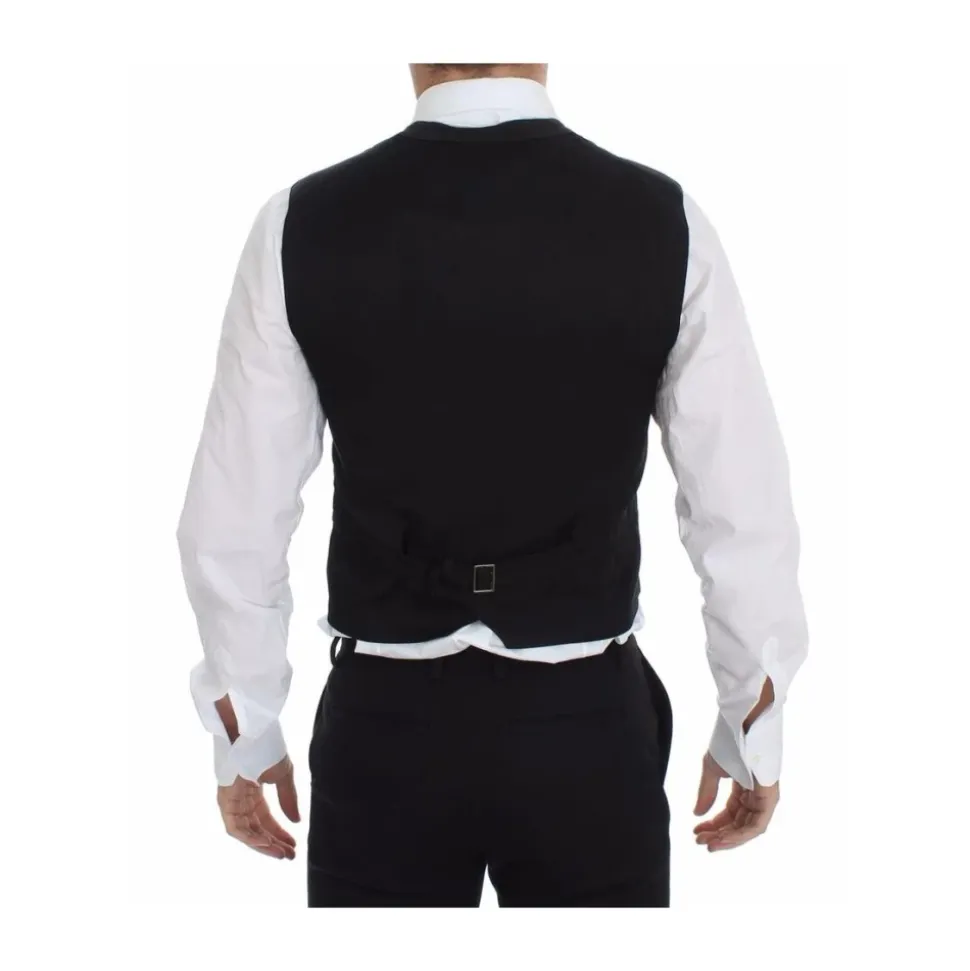 Chaleco Negro Vestido Cuello en V Corte Clásico