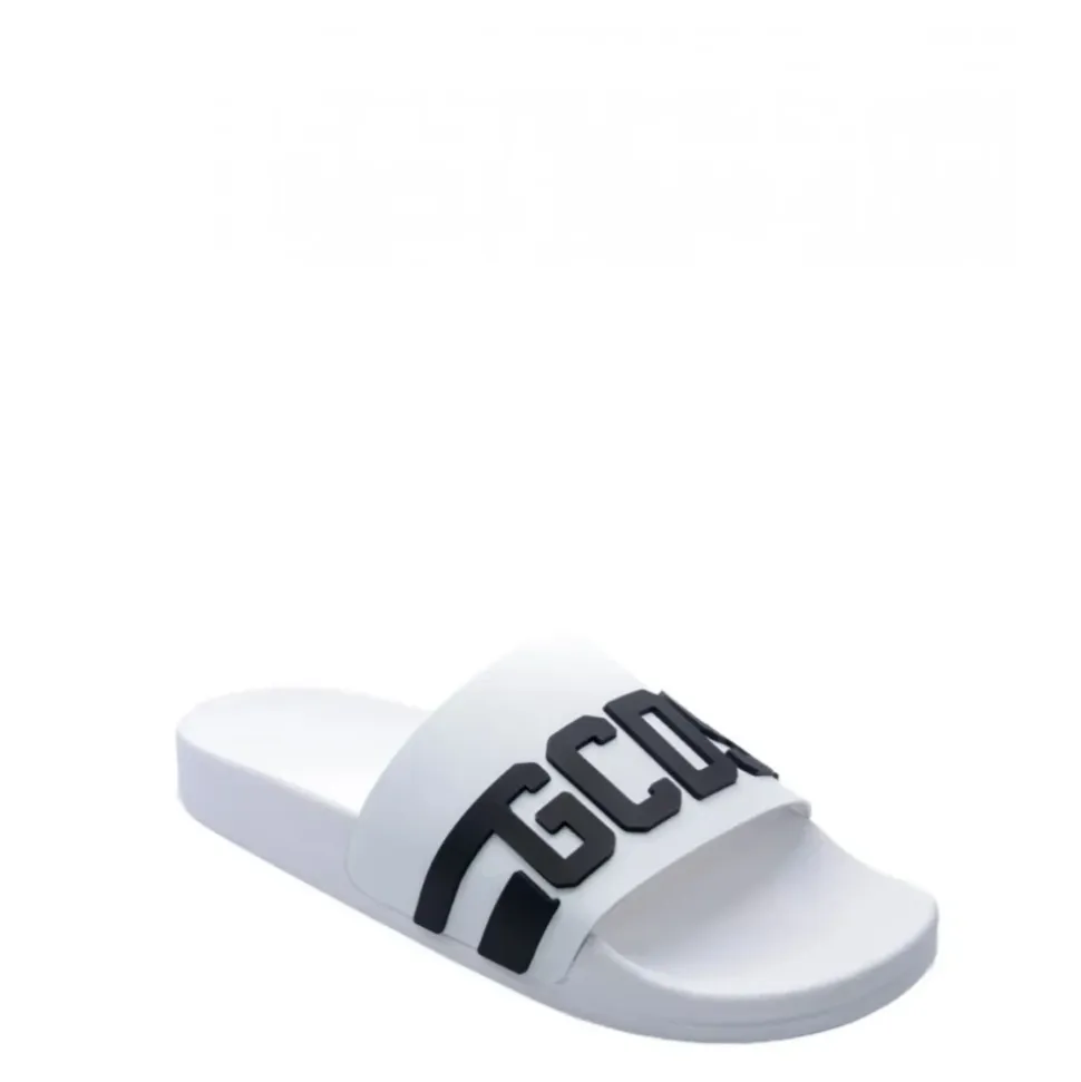Chanclas deportivas blancas para hombre con cadena de logotipo
