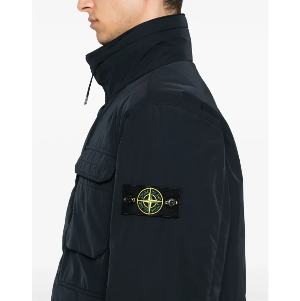 Chaqueta Acolchada Azul Marino Cuello Alto