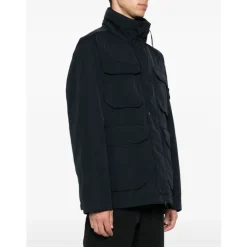 Chaqueta Acolchada Azul Marino Cuello Alto