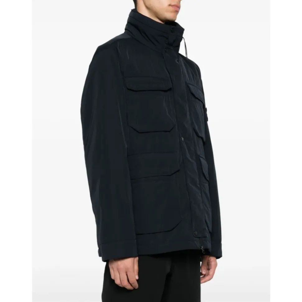 Chaqueta Acolchada Azul Marino Cuello Alto