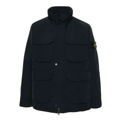 Chaqueta Acolchada Azul Marino Cuello Alto