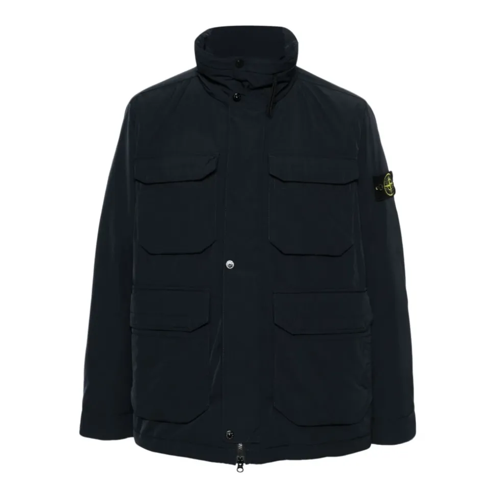 Chaqueta Acolchada Azul Marino Cuello Alto