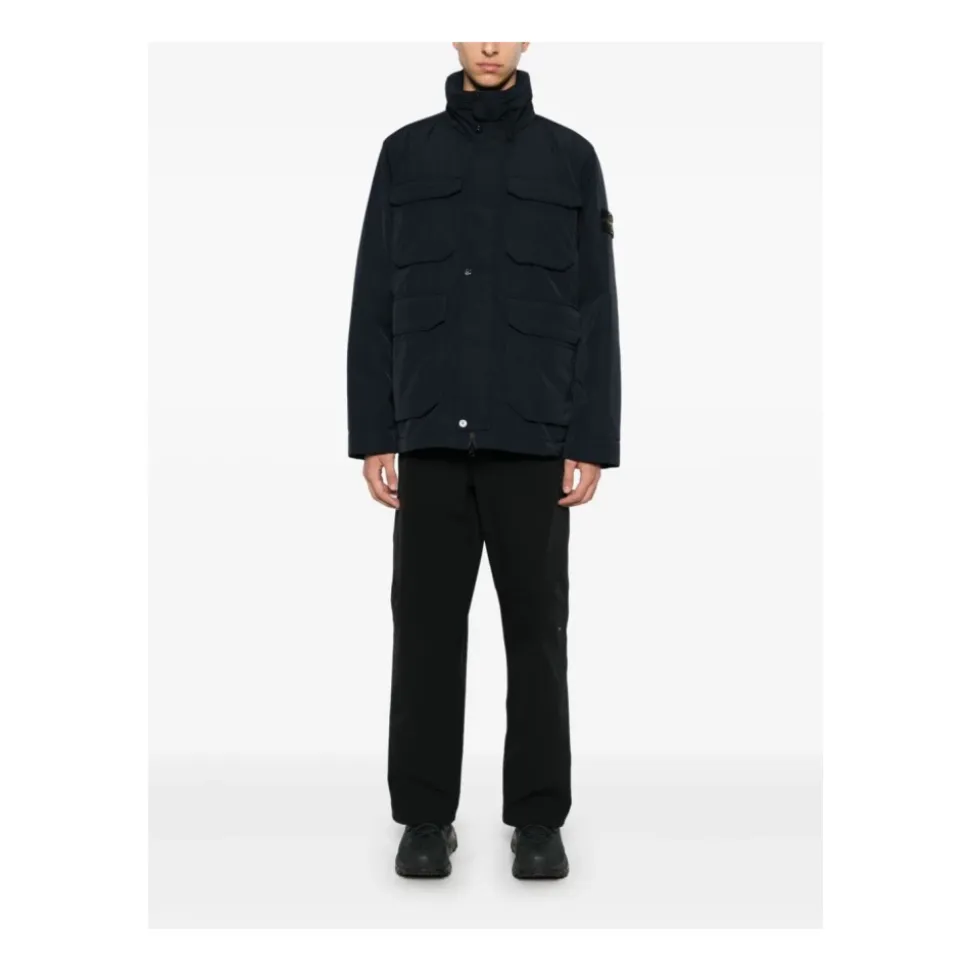 Chaqueta Acolchada Azul Marino Cuello Alto