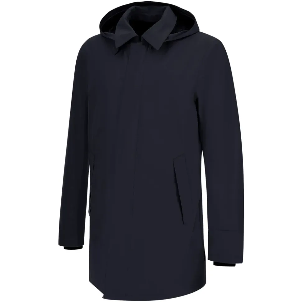 Chaqueta azul marino con cremallera y puños ajustados