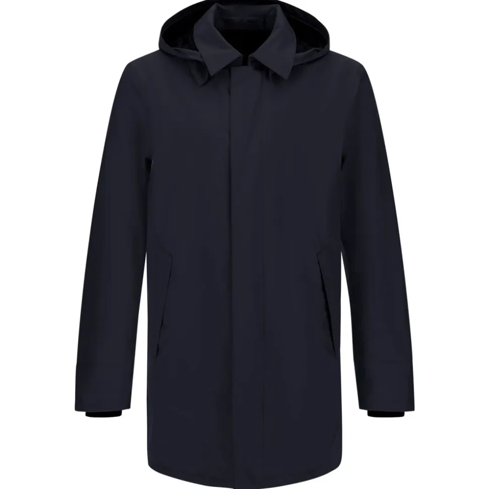 Chaqueta azul marino con cremallera y puños ajustados