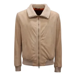 Chaqueta Bomber de Ante con Cuello de Piel de Oveja