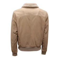 Chaqueta Bomber de Ante con Cuello de Piel de Oveja