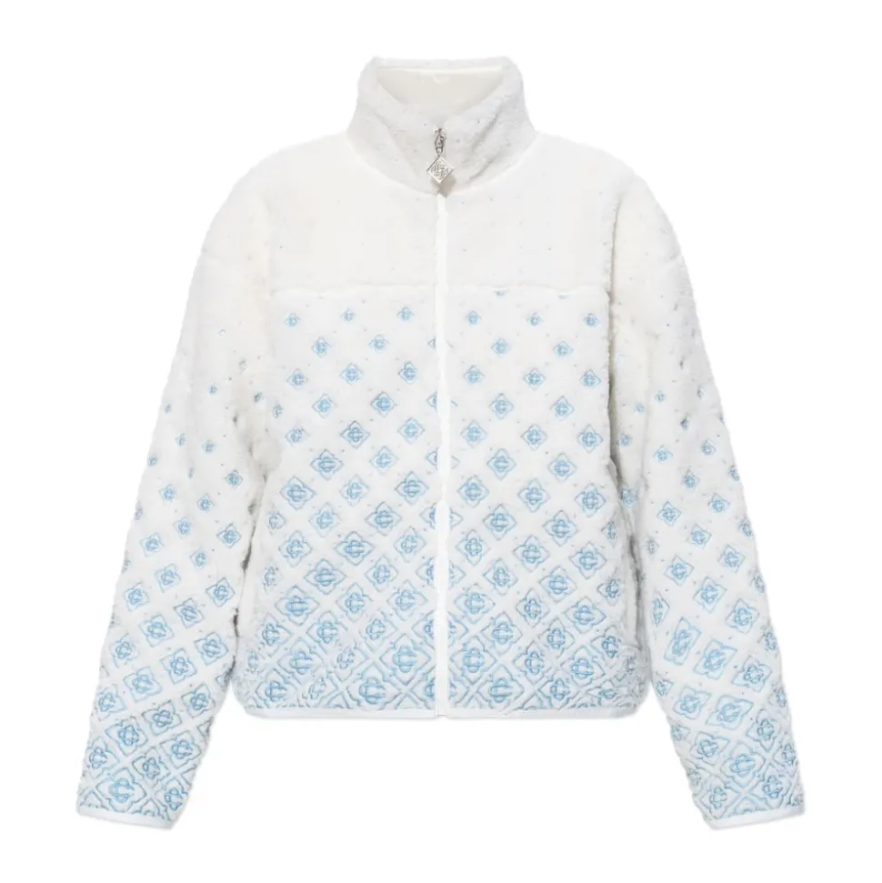 Chaqueta Corta de Forro Polar con Monograma Degradado Bordado