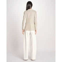 Chaqueta cruzada de lino y algodón