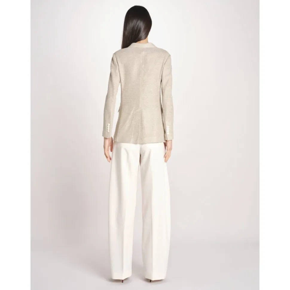 Chaqueta cruzada de lino y algodón
