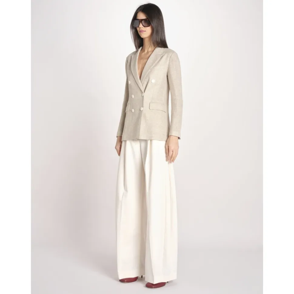Chaqueta cruzada de lino y algodón