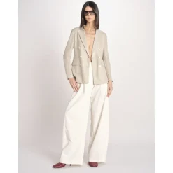 Chaqueta cruzada de lino y algodón