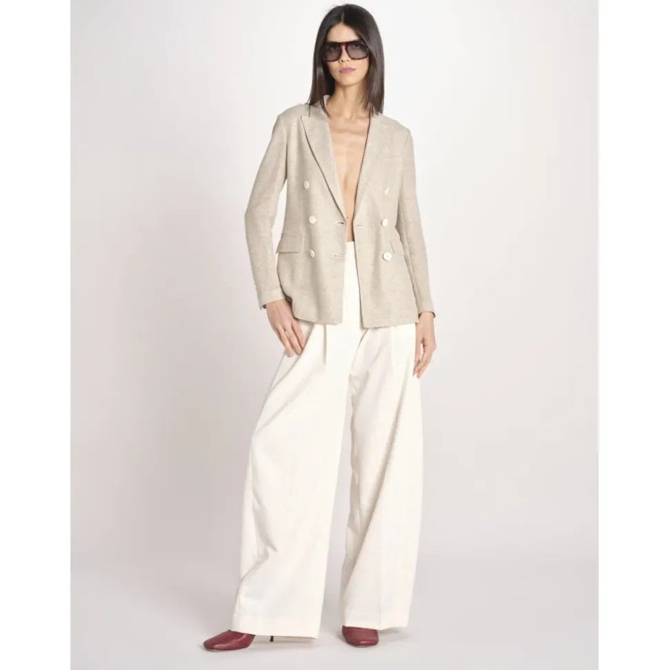 Chaqueta cruzada de lino y algodón