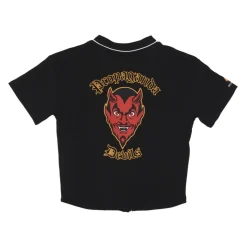 Chaqueta de béisbol negra abotonada