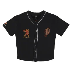Chaqueta de béisbol negra abotonada