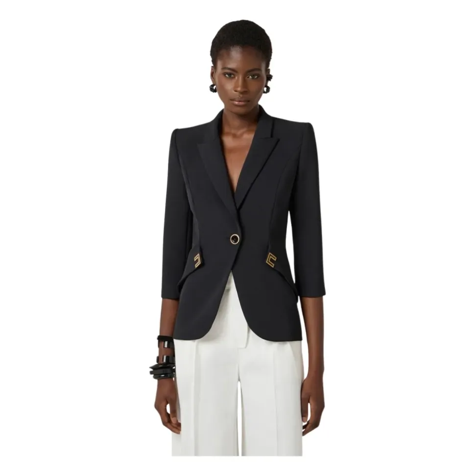 Chaqueta Elástica de Crepé Doble