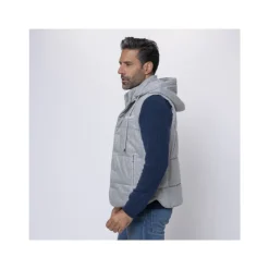 Chaqueta Gris de Lana sin Mangas con Capucha