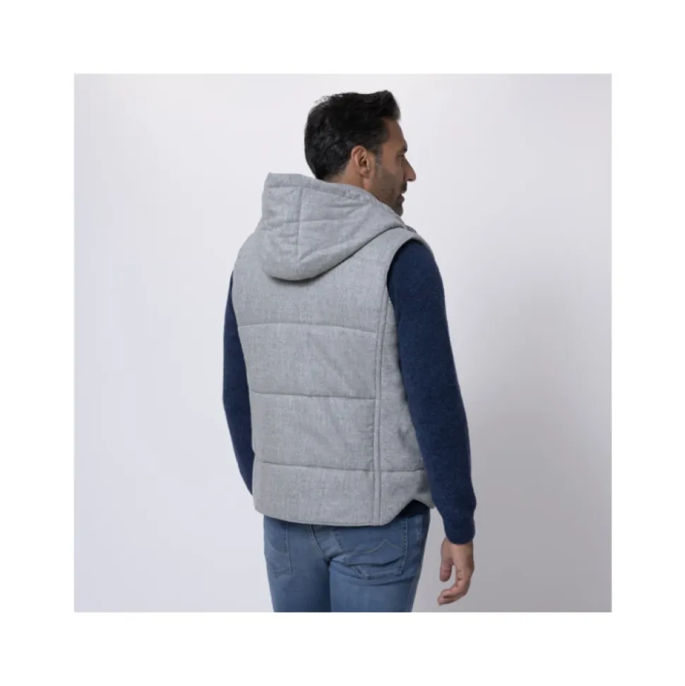 Chaqueta Gris de Lana sin Mangas con Capucha