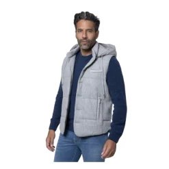 Chaqueta Gris de Lana sin Mangas con Capucha