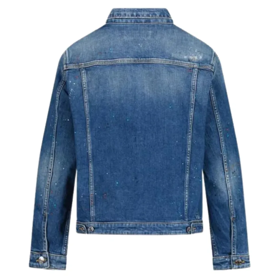 Chaqueta Vaquera Infantil con Salpicaduras de Pintura