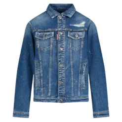 Chaqueta Vaquera Infantil con Salpicaduras de Pintura