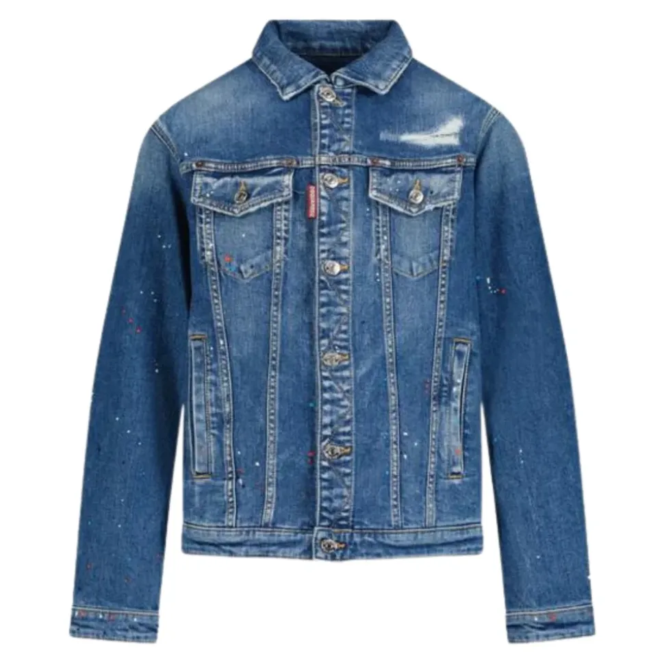 Chaqueta Vaquera Infantil con Salpicaduras de Pintura
