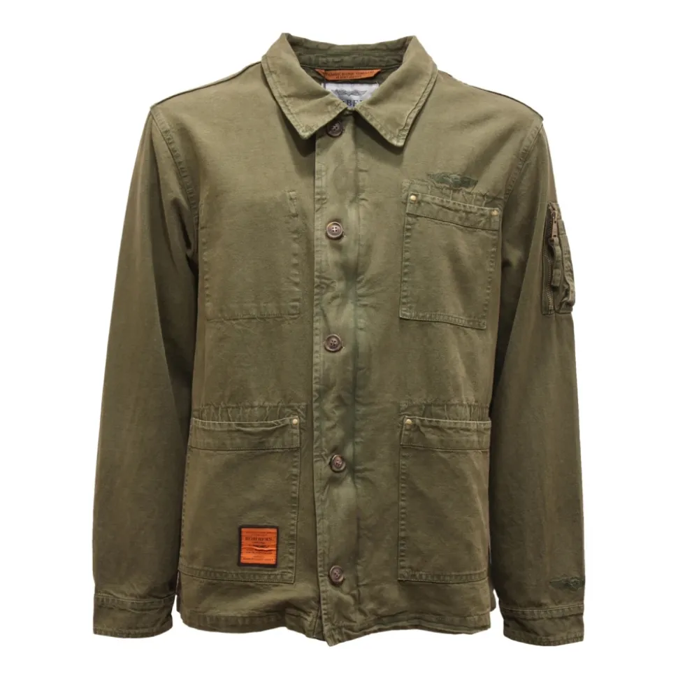 Chaqueta Vintage Estilo Militar Davis Khaki
