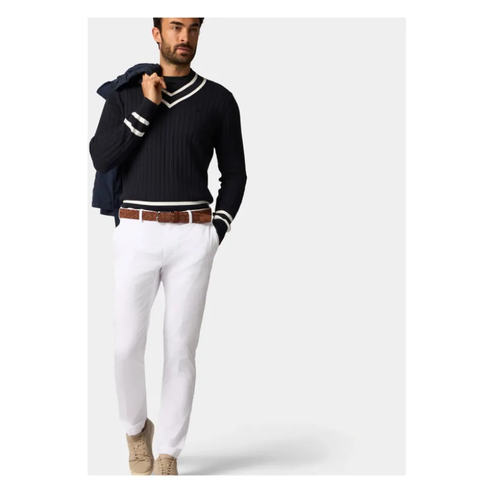 Chino de confort de gabardina de algodón elástico de corte regular