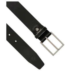 Cinturón de negocios negro con hebilla plateada