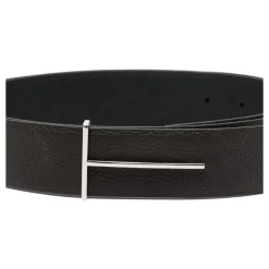 Cinturón Slim T Reversible de Cuero Graneado