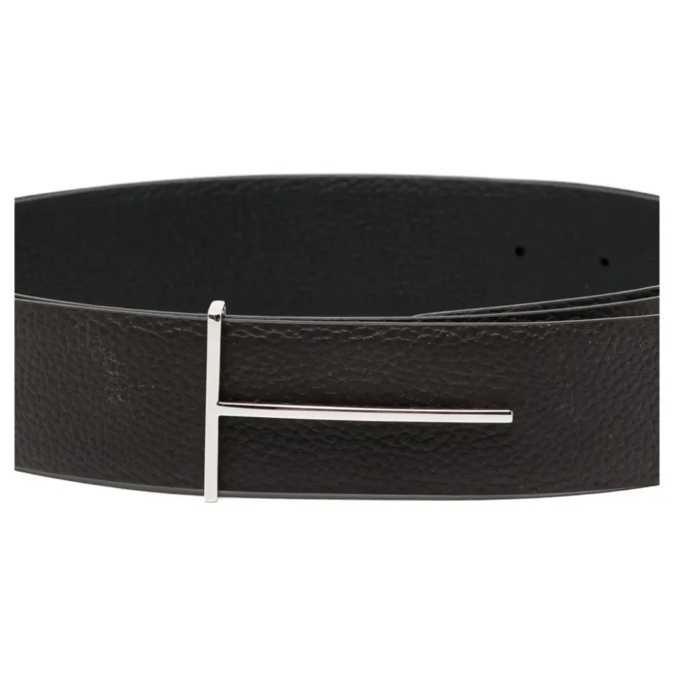 Cinturón Slim T Reversible de Cuero Graneado