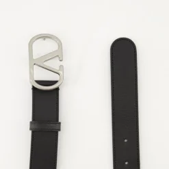 Cinturón VLogo de Cuero Negro