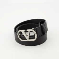 Cinturón VLogo de Cuero Negro
