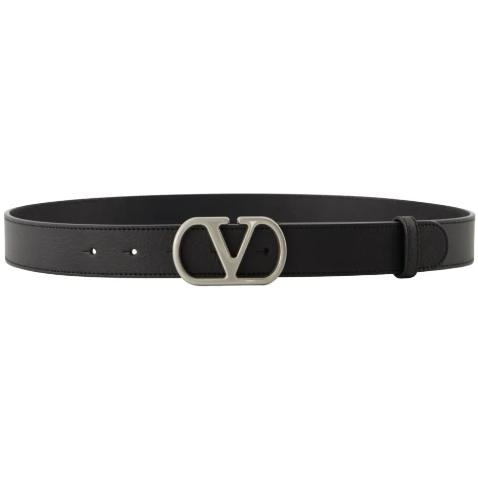 Cinturón VLogo de Cuero Negro
