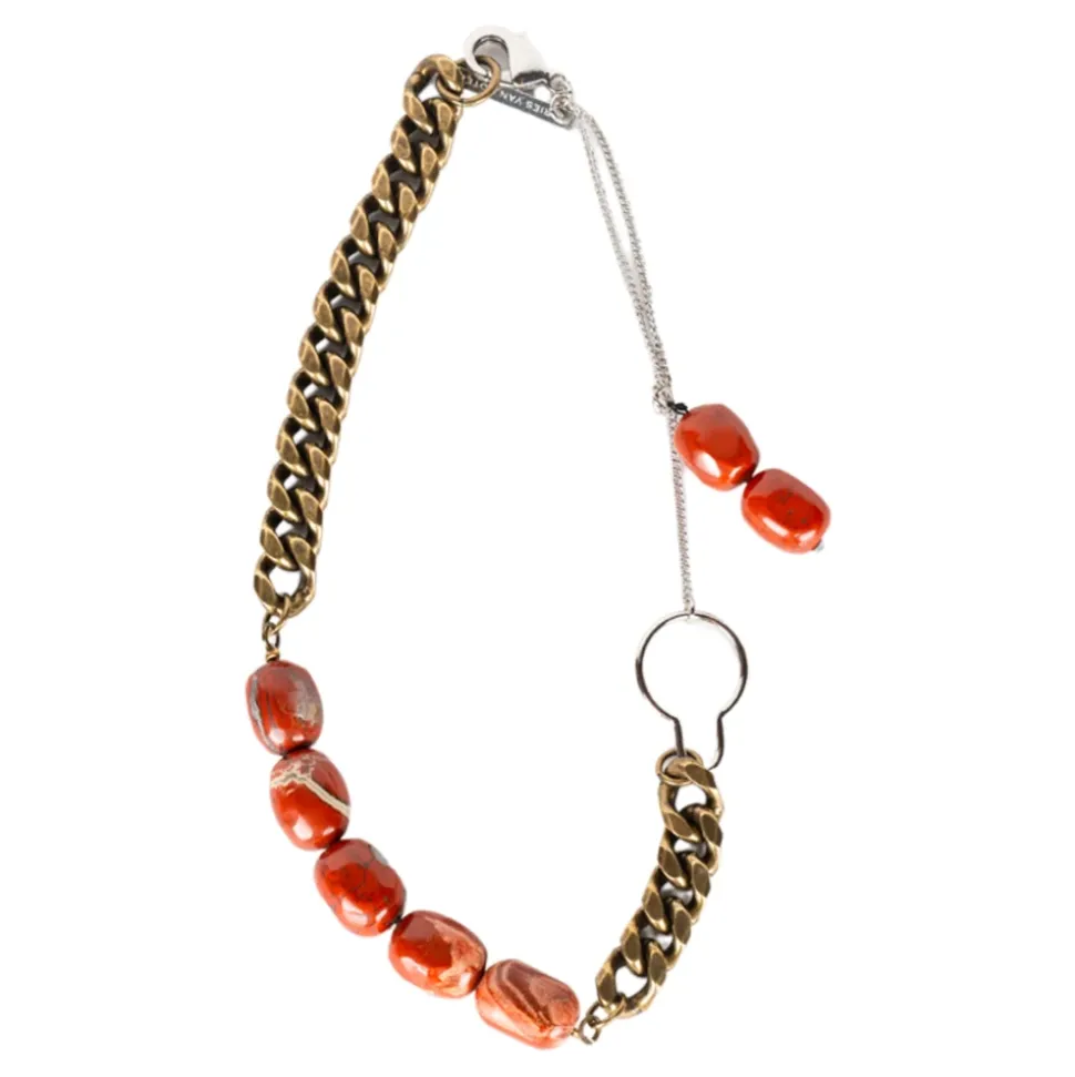 Collar con Cadena y Piedra Roja Oscura