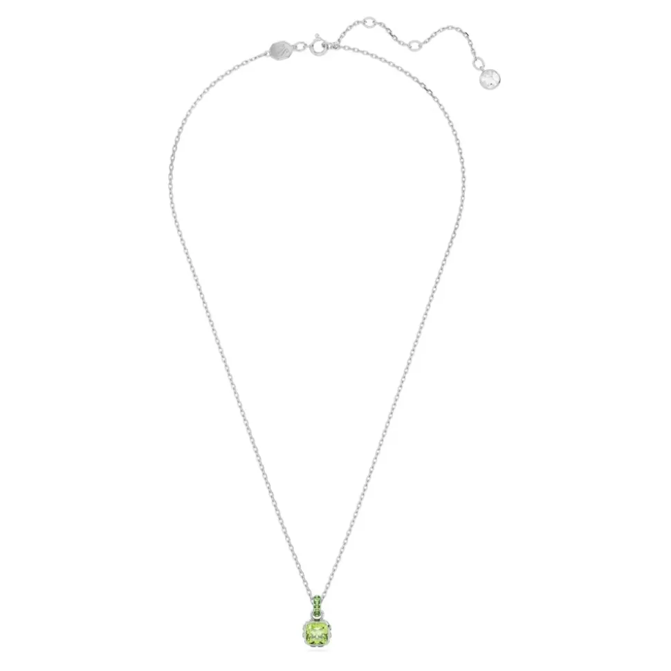Collar con colgante Piedra Natal de Agosto Corte Cojín Verde