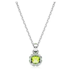 Collar con colgante Piedra Natal de Agosto Corte Cojín Verde