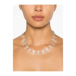 Collar con Eslabones Cruzados y Adornos de Cristal