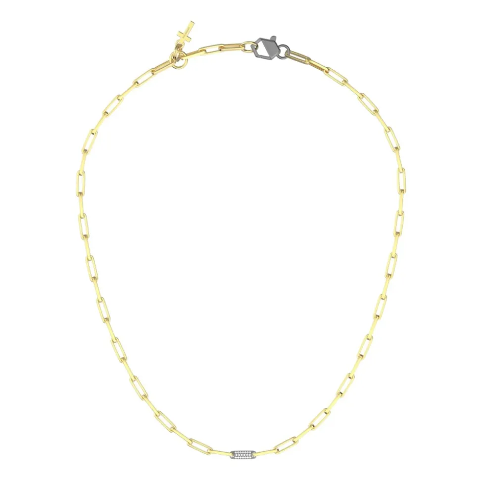 Collar de cadena con eslabones luminosos y cruz