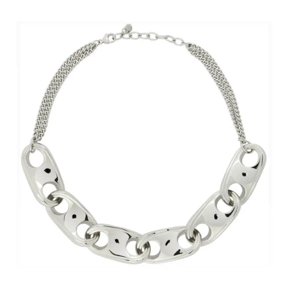Collar Ola Gruesa Plata Metal