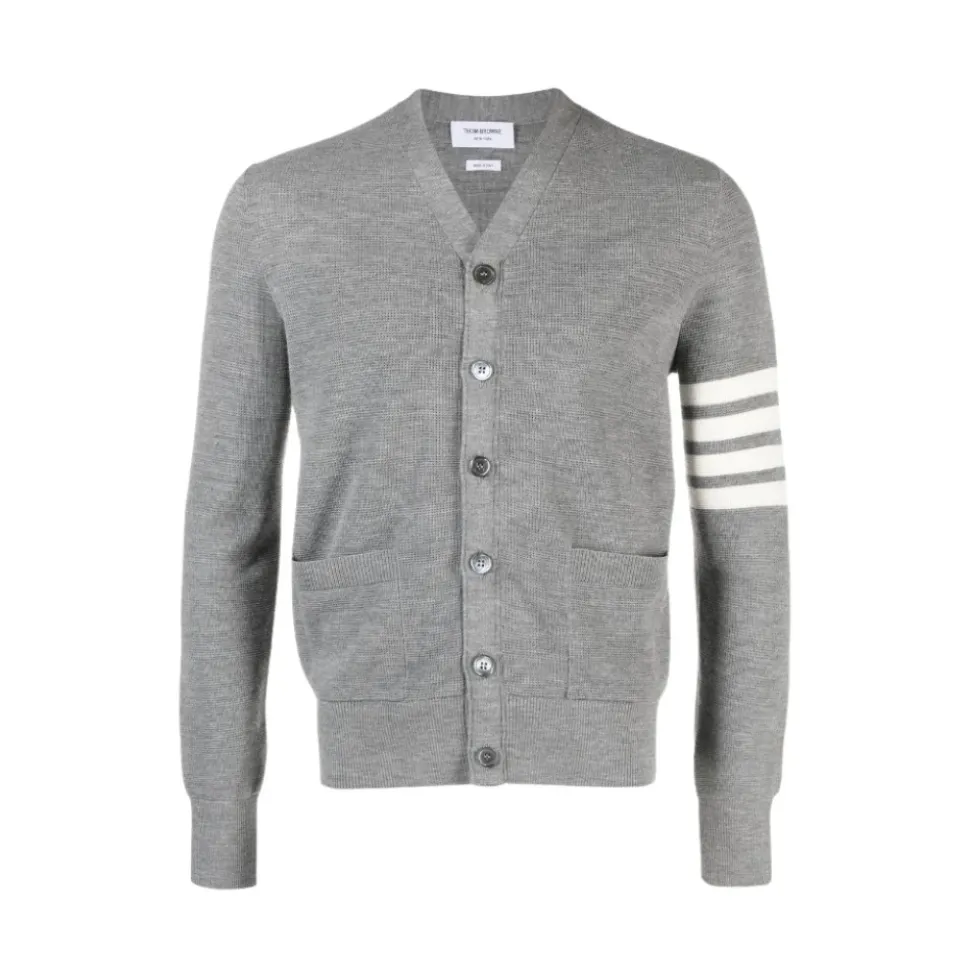 Cárdigan V-Neck Waffle Stitch Gris Claro