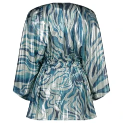 Elegante blusa azul de manga larga