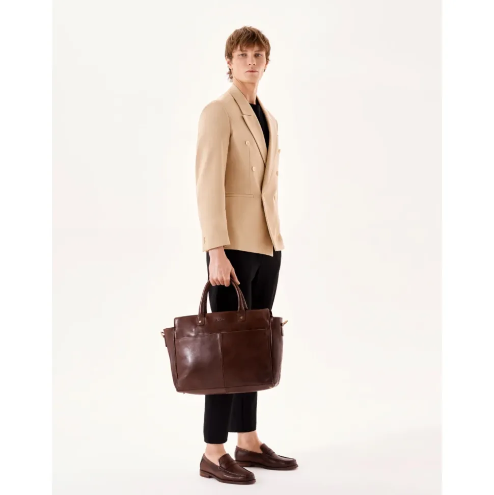 Elegante bolso de cuero para hombre de estilo empresarial