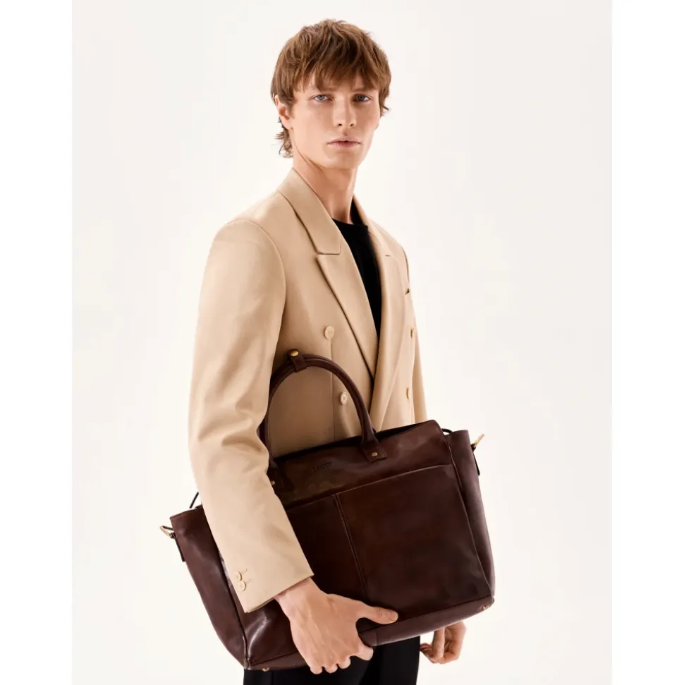 Elegante bolso de cuero para hombre de estilo empresarial