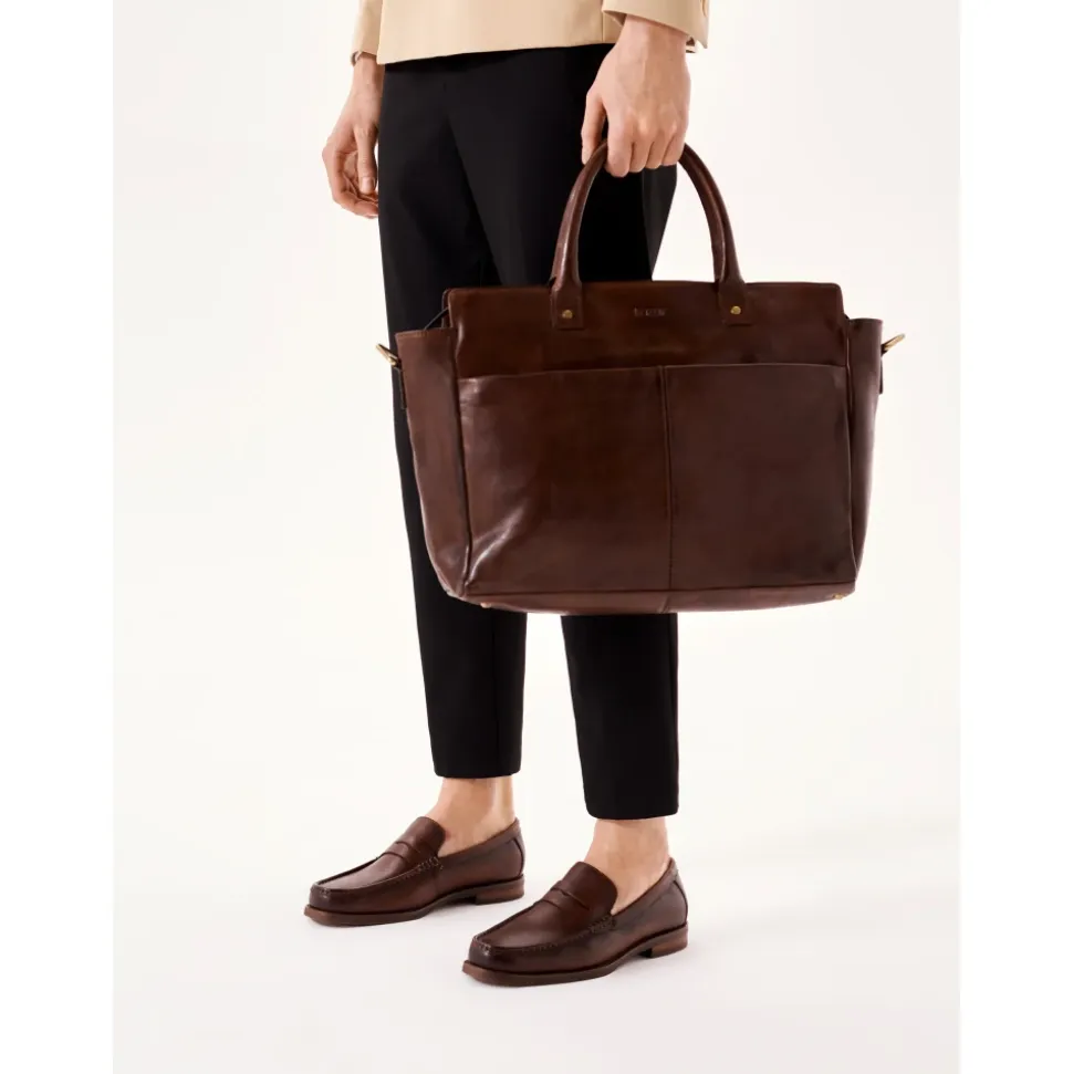 Elegante bolso de cuero para hombre de estilo empresarial