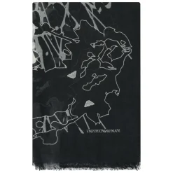Elegante bufanda estampada con bordes deshilachados