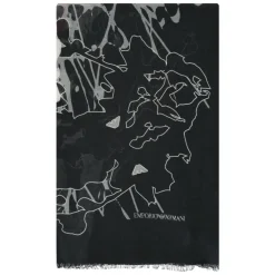 Elegante bufanda estampada con bordes deshilachados