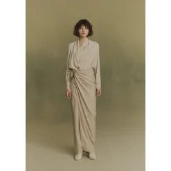 Fabula, falda pareo de lana virgen beige-