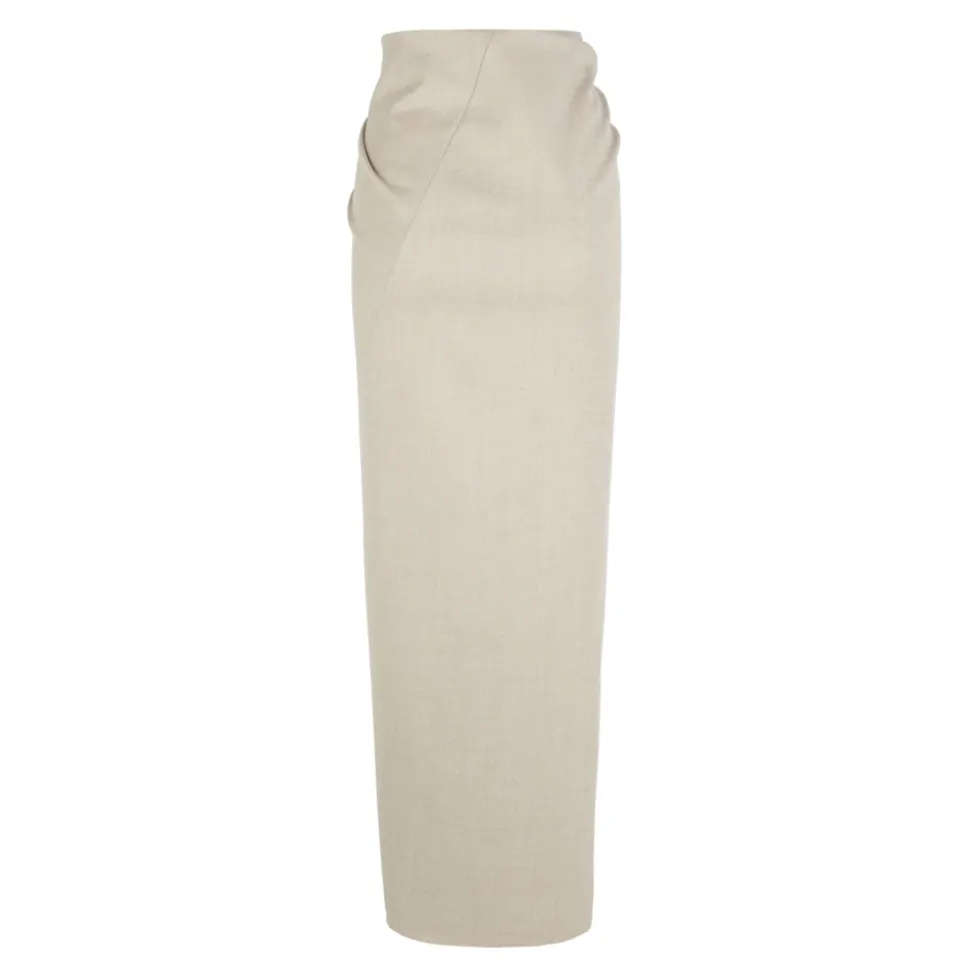 Fabula, falda pareo de lana virgen beige-